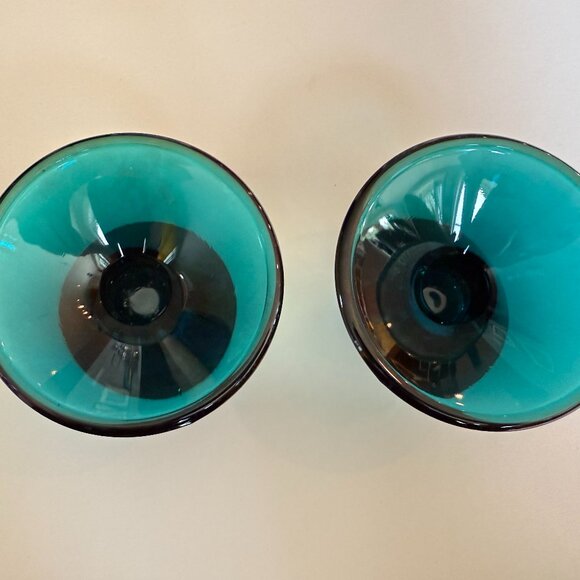 Vintage Iittala Kaj Franck 'Kario' Turquoise Candle Holders, Made in Finland - Picture 2 of 5